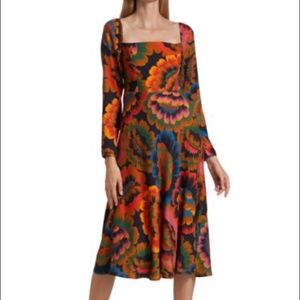NWT FARM RIO Colorful flowers midi dress.  Size XS